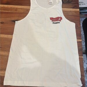 Vintage Woody’s White Tank Top with Red and Black Logo